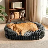 Sonstiges Lit orthopédique pour chien, couleur gris, dimensions 123x90 cm, avec housse amovible et lavable
