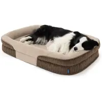 Bedsure Lit orthopédique pour chien, taille XL, 106x76x18 cm, couleur marron, avec garniture imperméable et revêtement en velours côtelé
