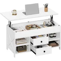 Sonstiges Table basse réglable en hauteur, dimensions 50 x 100 cm, blanche, en bois , avec espace de rangement