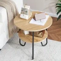 Sonstiges Table basse ronde, diamètre 50 cm, table d'appoint en bois, deux niveaux