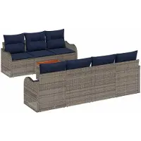 vidaXL Ensemble de canapés de jardin , 8 pièces, gris, en résine tressée