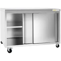 GOLDINOX Meuble bas inox 1600x800 mm sur roulettes PREMIUM -