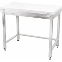 GOLDINOX Table de travail en inox 1000x700 mm avec plaque de découpe blanche et renfort PREMIUM -