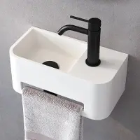 Kronenbach Lavabo en pierre 38 x 19 cm, cuvette à gauche avec perçage pour robinet, avec porte-serviette