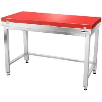 GOLDINOX Table de travail en inox 1500x600 mm avec plaque de découpe rouge et renfort PREMIUM -