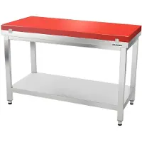 GOLDINOX Table de travail en inox 1500x600 mm avec plaque de découpe rouge PREMIUM -
