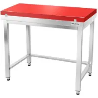 GOLDINOX Table de travail en inox 1000x700 mm avec plaque de découpe rouge et renfort PREMIUM -