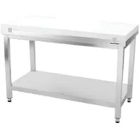 GOLDINOX Table de travail en inox 1600x600 mm avec plaque de découpe blanche PREMIUM -