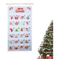 Dripio Calendrier de l'Avent en tissu, avec 24 pochettes, dimensions 50x120 cm, couleur blanche