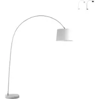 LUCE Design Lampadaire incurvé DREAM en métal blanc avec socle en marbre