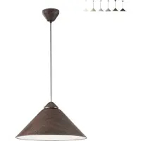 LUCE Design BIGBANG suspension métallique avec diffuseur conique en bois