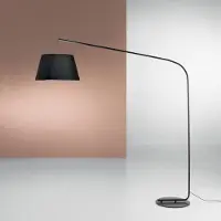 LUCE Design ENJOY lampadaire courbé en métal noir avec abat-jour en tissu 180 cm.