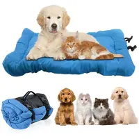 Sonstiges Lit pour chien, modèle extérieur, 90x60 cm, bleu, pliable, imperméable, avec sac de transport