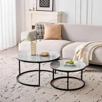 Sonstiges Ensemble de deux tables basses rondes, en céramique, gris et noir, de 60 cm et 80 cm de diamètre