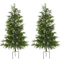 StarTech.com Sapins artificiels d'intérieur - Topiaires bonsaïs en pot - Lot de 2 - 4XL - Éclairage LED - Pour l'extérieur - Matériau PE - Blanc laiteux