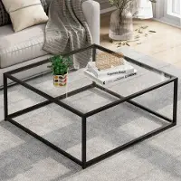 Sonstiges Table basse en verre, noire, carrée, dimensions : 67 x 67 x 40 cm