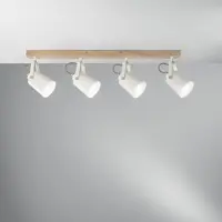LUCE Design Applique murale EDA en métal blanc et bois avec quatre points lumineux réglables