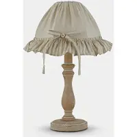 In.tec® Lampe de table CHERRY en bois, avec abat-jour en coton