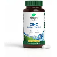 Nature First Nature's Finest Zinc + Sélénium + Vitamine C - 10 mg zinc, 122,5 µg sélénium, 250 mg vitamine C, vegan - 30 gélules