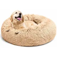 Sonstiges Lit pour chien en forme de donut, rond, lavable, avec fond antidérapant, 70 cm, couleur camel