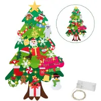 SWANEW Arbre de Noël en feutre DIY LED Arbres de Noël artificiels 100cm DIY Noël Set Suspendu Reproduction pour enfants Cadeau de Noël avec 32 ornements