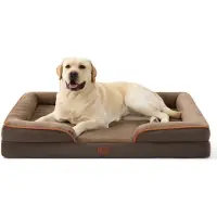 Bedsure Panier orthopédique pour chien avec bordure surélevée, 114x81 cm, couleur marron