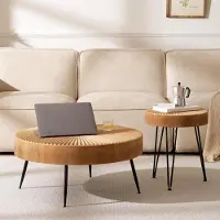 Sonstiges Ensemble de deux tables basses rondes pour salon, en bois, de couleur noire, dimensions : Ø77x36 cm / 40x47 cm