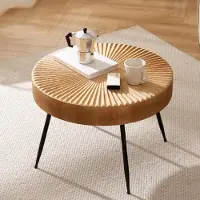 Sonstiges Table d'appoint ronde en bois, 60x42 cm, design avec motif de nœuds de bois