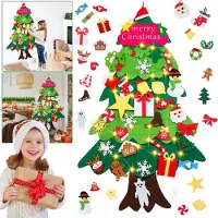 Jayseuw 3D Sapin de Noël en feutre : Sapin décoré avec des ornements pour enfants - Décoration créative en feutre DIY pour votre maison