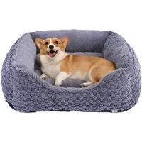 Sonstiges Lit pour chien en peluche, taille moyenne, gris foncé, 63 x 53 x 21 cm, lavable en machine