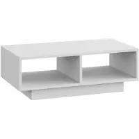 Sonstiges Table basse rectangulaire, blanche, en panneaux de particules, dimensions 90x48x31 cm, avec 2 compartiments
