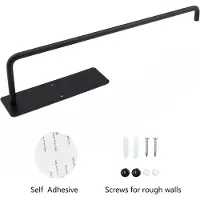 Markenlos Support noir pour rouleau de papier essuie-tout à fixer sur une armoire - Autocollant ou à visser - 1 pièce