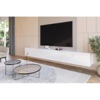 Hajduk furniture Meuble TV Suspendu Blanc Brillant 270x35x40 cm 3 Modules Push-to-Open