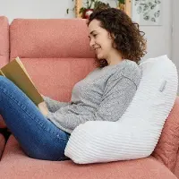 Unyqoos : Coussin lombaire viscoélastique pour lit et canapé, en velours cordé, avec sac de transport et livre électronique inclus