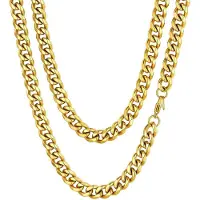 Markenlos Chaîne en acier inoxydable plaqué or 18 carats - Noir, or et argent - 45,7-76,2 cm