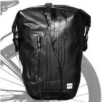 Unyqoos Sacoche de vélo étanche en polyester 1000D avec revêtement PVC, dimensions 29×15,5×45,60 cm, extensible jusqu'à 25 L – Sacoche de porte-bagages et sac à épaule, poids 1050 g
