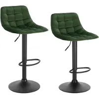 StarTech.com Tabourets de bar en velours - Tabourets de bar réglables en hauteur - Pivotants - Avec dossier - Repose-pieds - Rembourrés - Vert foncé