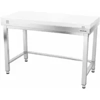 GOLDINOX Table de travail en inox 1600x600 mm avec plaque de découpe blanche et renfort PREMIUM -