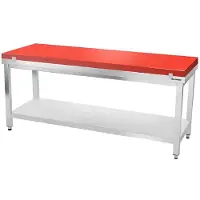 GOLDINOX Table de travail en inox 1800x600 mm avec plaque de découpe rouge PREMIUM -