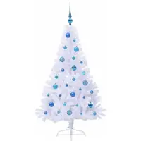 vidaXL Sapin de Noël artificiel avec 150 LED Blanc 150 cm PVC et Acier