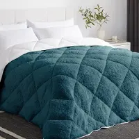 Casabel Couette Hiver Ultra Chaude Sherpa 600g/m², 220x240cm, Bleu Ardoise