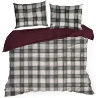 Eurofirany | Xmas linge de lit - Garniture de lit - 220 x 200 cm - Blanc Rouge à carreaux - Literie de Noël - Hiver - Noël