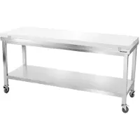 GOLDINOX Table de travail en inox 1800x600 mm avec plaque de découpe blanche sur roulettes PREMIUM -