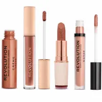 Revolution Rouge à lèvres - - Coffret Lèvres 4 pcs - Rouge crème 121 - Gloss Métallique Undressed - Gloss Mat 130