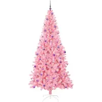 vidaXL Sapin de Noël avec 300 LED avec support Rose 240 cm PVC