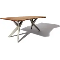 MASSIVMOEBEL24.DE MASSIVMOEBEL24 | Table à manger 140x90 Acacia laqué Bois naturel / Gris mat FREEFORM #11