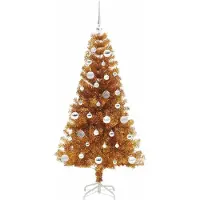 vidaXL Arbre de Noël , couleur or, 150 cm, en PET