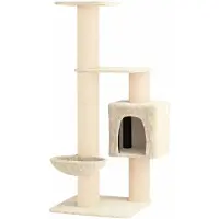 vidaXL Arbre à chat avec poteaux à griffer en sisal, couleur crème, 137 cm