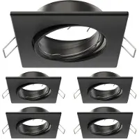 Ledscom.de : 5 cadres d'encastrement pour plafonniers, carrés, pivotants, finition noire mate – Noir (mat), Quantité : 5 pièces (lot de 1)