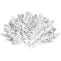 Merkloos 20 branches de sapin artificielles avec de la neige - Décoration de Noël, 27 cm
